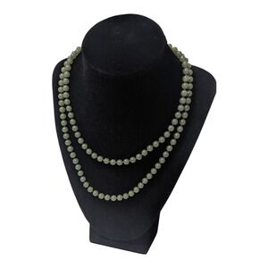 Sarah Coventry Beaded Necklace Faux‎ Jade Green Costume Jewelry Long